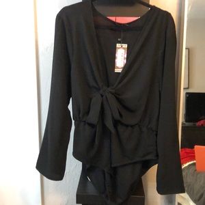 Boohoo tie front bodysuit